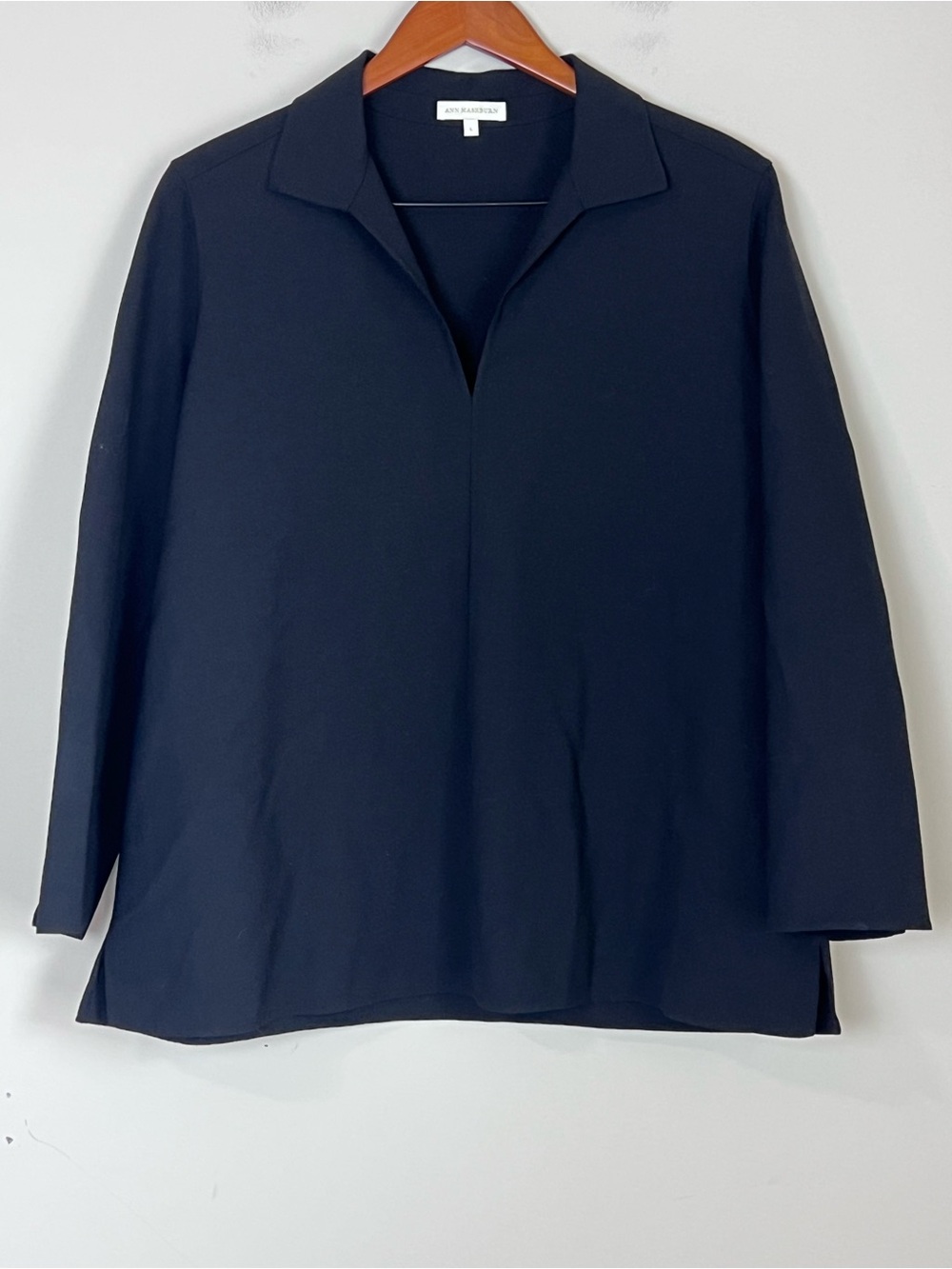 Ann Mashburn Collared Blouse Split Neck Collared Structured Large